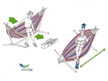 Preview: VIVERE Doppelhängematte Navy/Turquoise mit Gestell